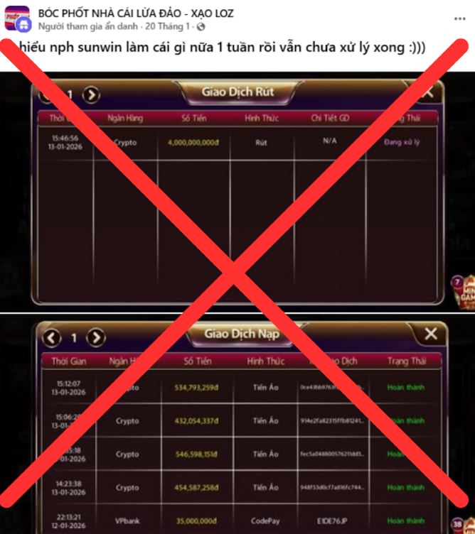 Sunwin bị tố cáo giả rút tiền 1 tuần chưa được Sunwin bị tố cáo giả rút tiền 1 tuần chưa được